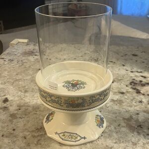 Autumn by Lenox Pillar Candleholder and Glass Shade (2-Piece Set) White Ceramic